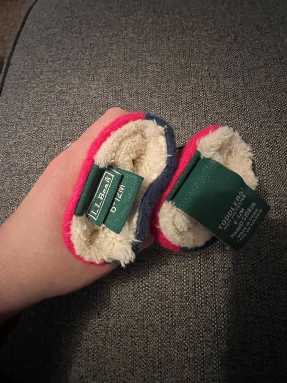 L.L.Bean Baby Fleece Mittens in Hot Pink and Navy 6-12 Months